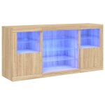 Vidaxl buffet avec lumires led chne sonoma 142, 5x37x67 cm