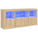 Vidaxl buffet avec lumi�res led ch�ne sonoma 142, 5x37x67 cm