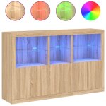 Vidaxl buffet avec lumi�res led ch�ne sonoma 162x37x100 cm