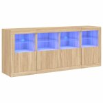 Vidaxl buffet avec lumires led chne sonoma 163x37x67 cm