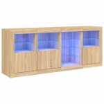 Vidaxl buffet avec lumires led chne sonoma 164x37x67 cm