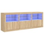 Vidaxl buffet avec lumi�res led ch�ne sonoma 181, 5x37x67 cm