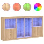 Vidaxl buffet avec lumires led chne sonoma 202x37x100 cm