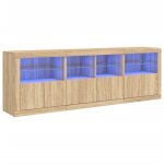 Vidaxl buffet avec lumires led chne sonoma 202x37x67 cm