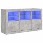 Vidaxl buffet avec lumires led gris bton 123x37x67 cm