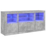 Vidaxl buffet avec lumi�res led gris b�ton 142, 5x37x67 cm