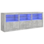 Vidaxl buffet avec lumi�res led gris b�ton 181, 5x37x67 cm