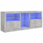 Vidaxl buffet avec lumires led gris bton 181, 5x37x67 cm