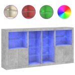 Vidaxl buffet avec lumires led gris bton 202x37x100 cm