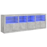 Vidaxl buffet avec lumires led gris bton 202x37x67 cm