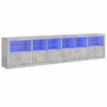 Vidaxl buffet avec lumières led gris béton 283x37x67 cm Vidaxl buffet avec lumières led gris béton 283x37x67 cm
