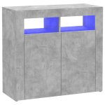 Vidaxl buffet avec lumires led gris bton 80x35x75 cm