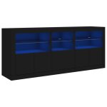 Vidaxl buffet avec lumires led noir 162x37x67 cm