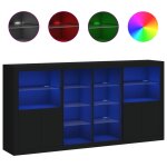 Vidaxl buffet avec lumires led noir 202x37x100 cm