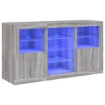 Vidaxl buffet avec lumi�res led sonoma gris 123x37x67 cm