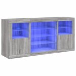 Vidaxl buffet avec lumires led sonoma gris 142, 5x37x67 cm