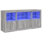 Vidaxl buffet avec lumi�res led sonoma gris 142, 5x37x67 cm