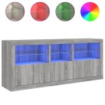 Vidaxl buffet avec lumires led sonoma gris 162x37x67 cm