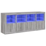 Vidaxl buffet avec lumires led sonoma gris 163x37x67 cm