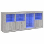 Vidaxl buffet avec lumires led sonoma gris 164x37x67 cm