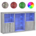 Vidaxl buffet avec lumires led sonoma gris 181, 5x37x100 cm