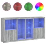 Vidaxl buffet avec lumires led sonoma gris 202x37x100 cm