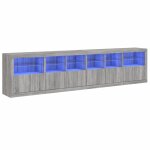 Vidaxl buffet avec lumires led sonoma gris 283x37x67 cm