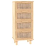 Vidaxl buffet marron 40x30x90 cm bois de pin massif et rotin naturel