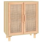 Vidaxl buffet marron 60x30x70 cm bois de pin massif et rotin naturel