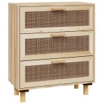 Vidaxl buffet marron 60x30x70 cm bois de pin massif et rotin naturel