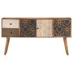 Vidaxl buffet avec motif imprim 130x30x70 cm bois de manguier massif