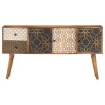 Vidaxl buffet avec motif imprim� 130x30x70 cm bois de manguier massif
