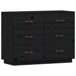 Vidaxl buffet noir 100x40x75 cm bois massif de pin