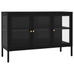 Vidaxl buffet noir 105x35x70 cm acier et verre