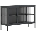 Vidaxl buffet noir 105x35x70 cm verre et acier