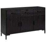 Vidaxl buffet noir 110x35x70 cm bois de pin massif