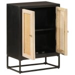 Vidaxl buffet noir 55x30x76 cm bois massif de manguier et fer
