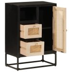 Vidaxl buffet noir 55x30x76 cm bois massif de manguier et fer