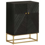 Vidaxl buffet noir 55x30x76 cm bois massif de manguier et fer