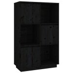 Vidaxl buffet noir 74x35x117 cm bois massif de pin