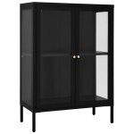 Vidaxl buffet noir 75x35x105 cm acier et verre