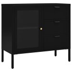 Vidaxl buffet noir 75x35x70 cm acier et verre tremp�