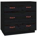 Vidaxl buffet noir 80x40x75 cm bois massif de pin