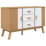 Vidaxl buffet olden blanc et marron 114x43x73, 5 cm bois massif de pin