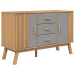 Vidaxl buffet olden gris et marron 114x43x73, 5 cm bois massif de pin