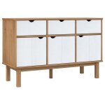 Vidaxl buffet otta marron et blanc 114x43x73, 5 cm bois massif pin
