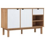 Vidaxl buffet otta marron et blanc 114x43x73, 5 cm bois massif pin