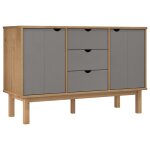 Vidaxl buffet otta marron et gris 113, 5x43x73 cm bois massif pin