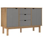 Vidaxl buffet otta marron et gris 113, 5x43x73 cm bois massif pin