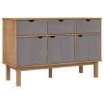 Vidaxl buffet otta marron et gris 114x43x73, 5 cm bois massif pin